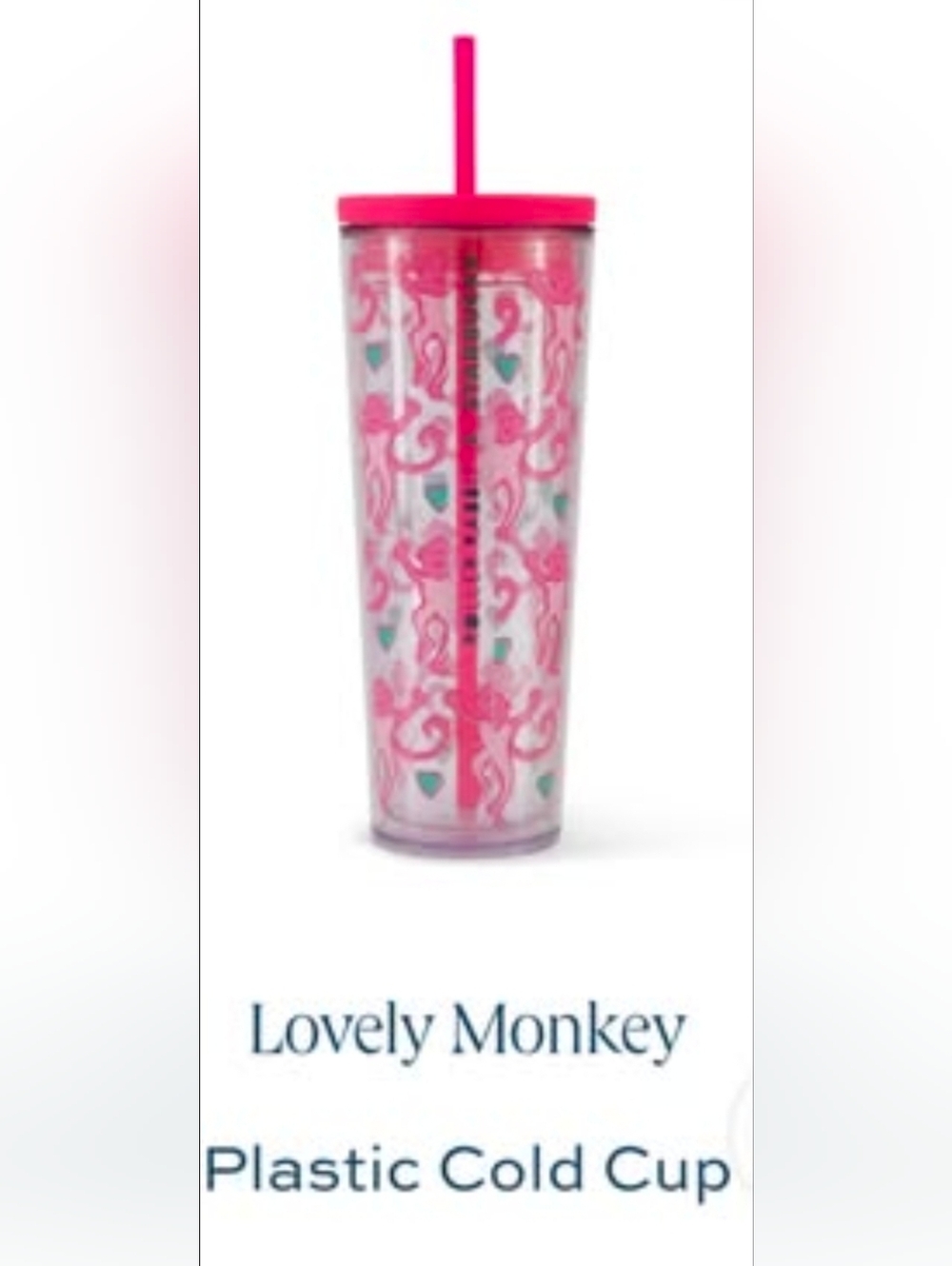 Roller Rabbit + Starbucks NEW Lovely Monkey Plastic Cold Cup
